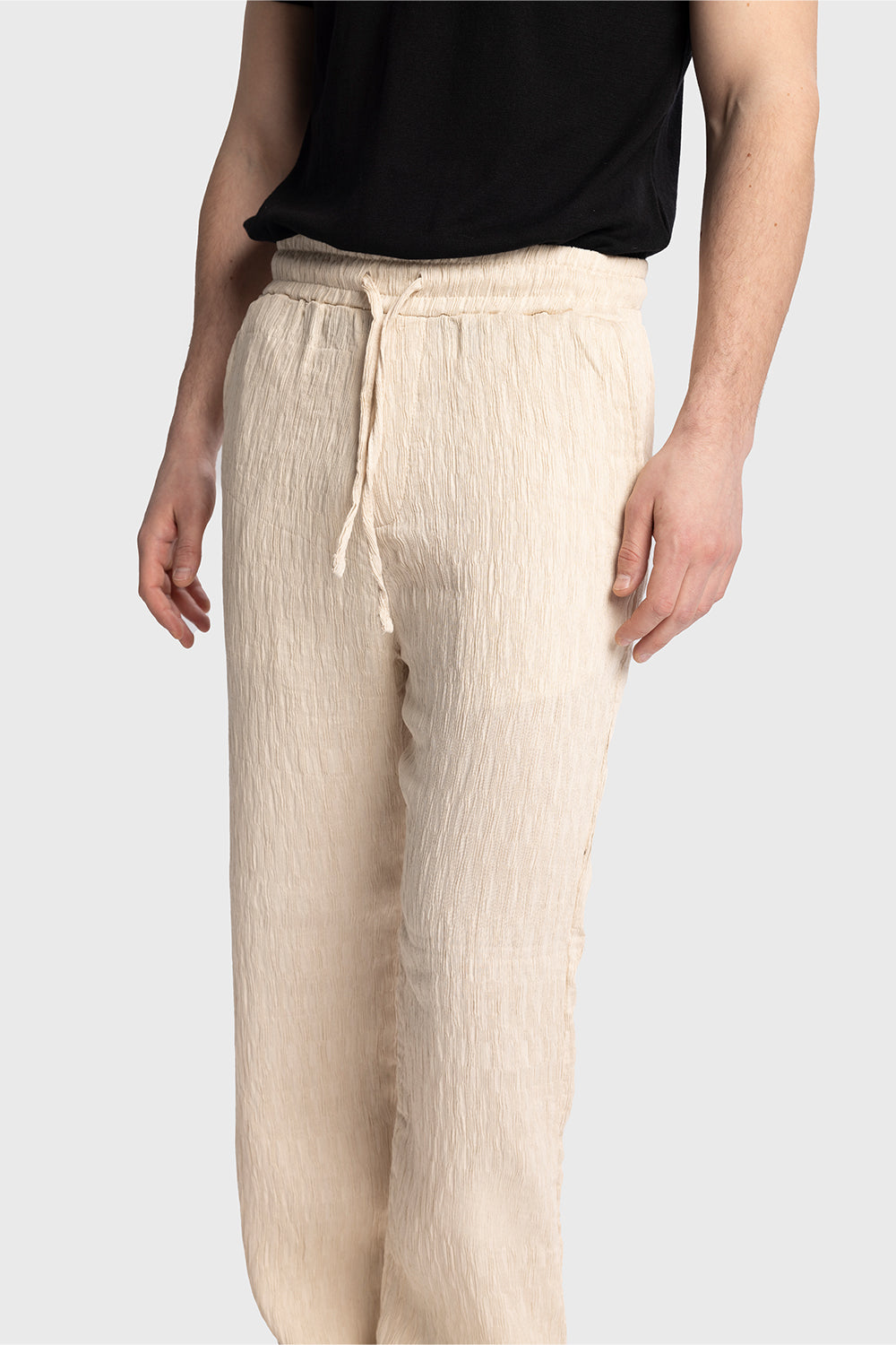 KIRIŞIK GÖRÜNÜMLÜ PANTOLON - BEJ XL