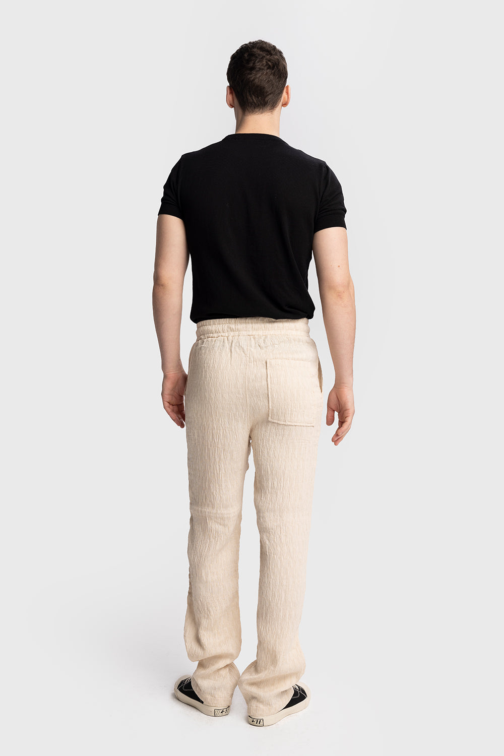 KIRIŞIK GÖRÜNÜMLÜ PANTOLON - BEJ L