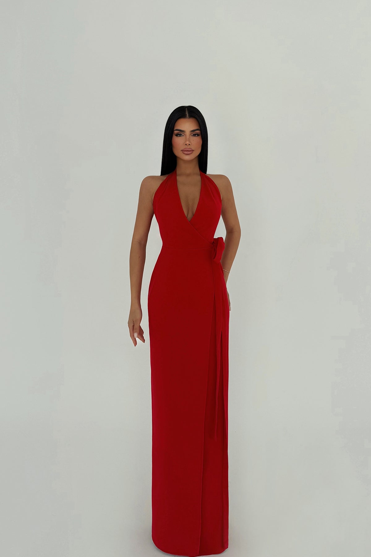 Kırmızı Adria Uzun Elbise ATE-2611