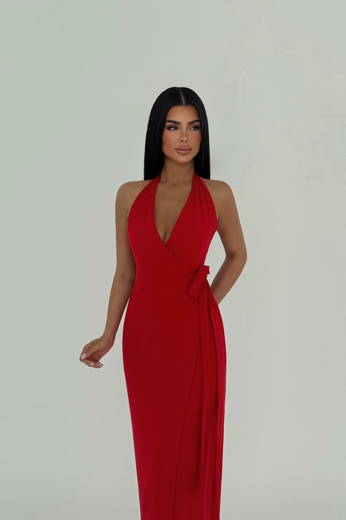 Kırmızı Adria Uzun Elbise ATE-2611