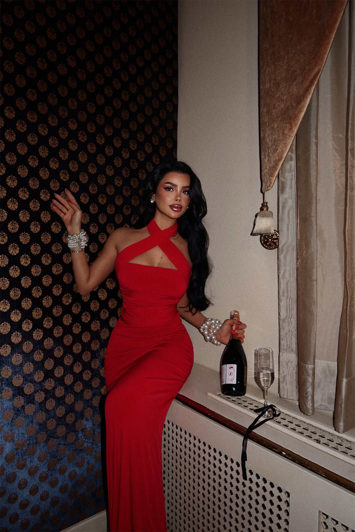 Kırmızı Coraline Çok Çeşit Bağlamalı Elbise ATE-2386