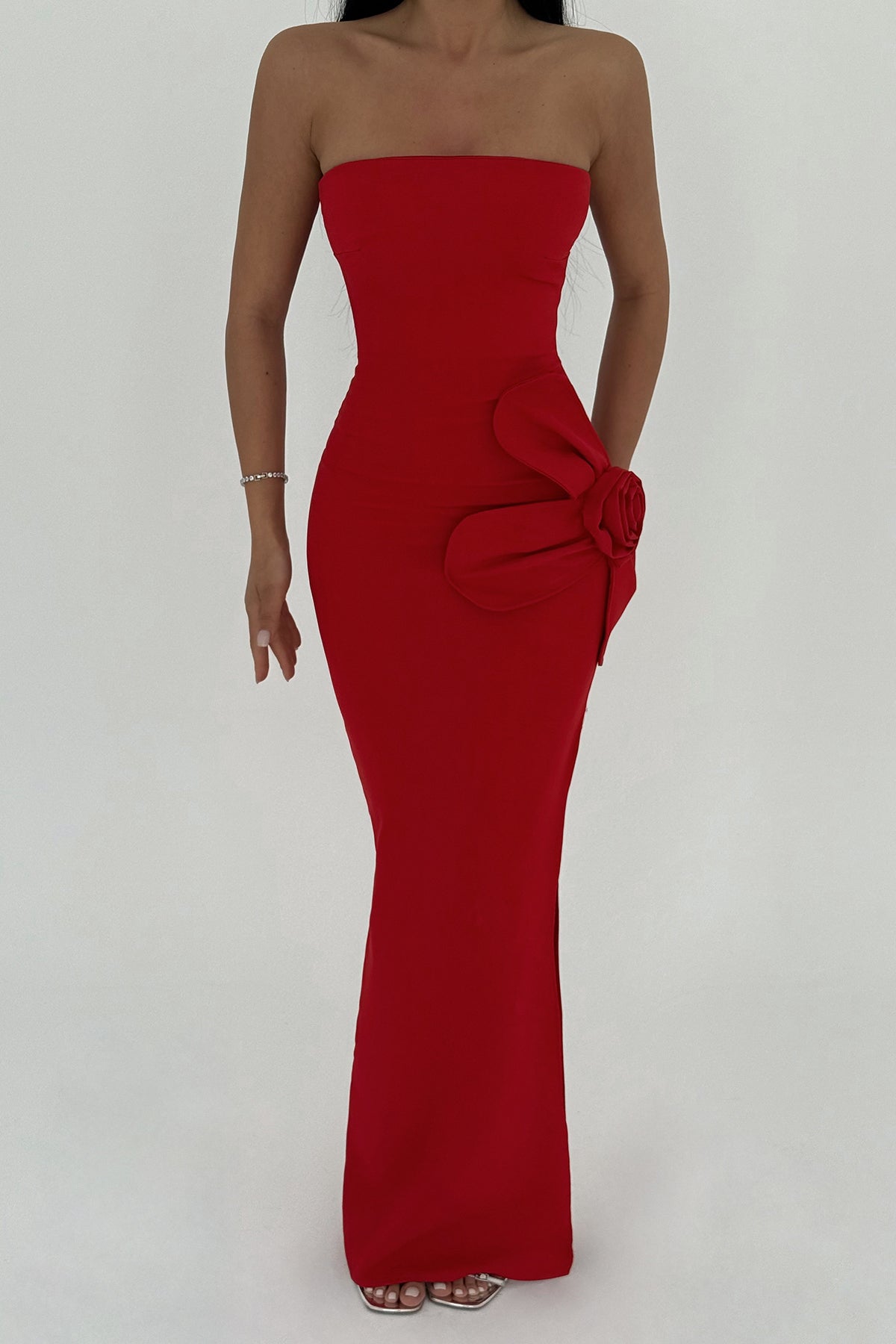 Kırmızı Daysi Straplez Elbise ATE-2604