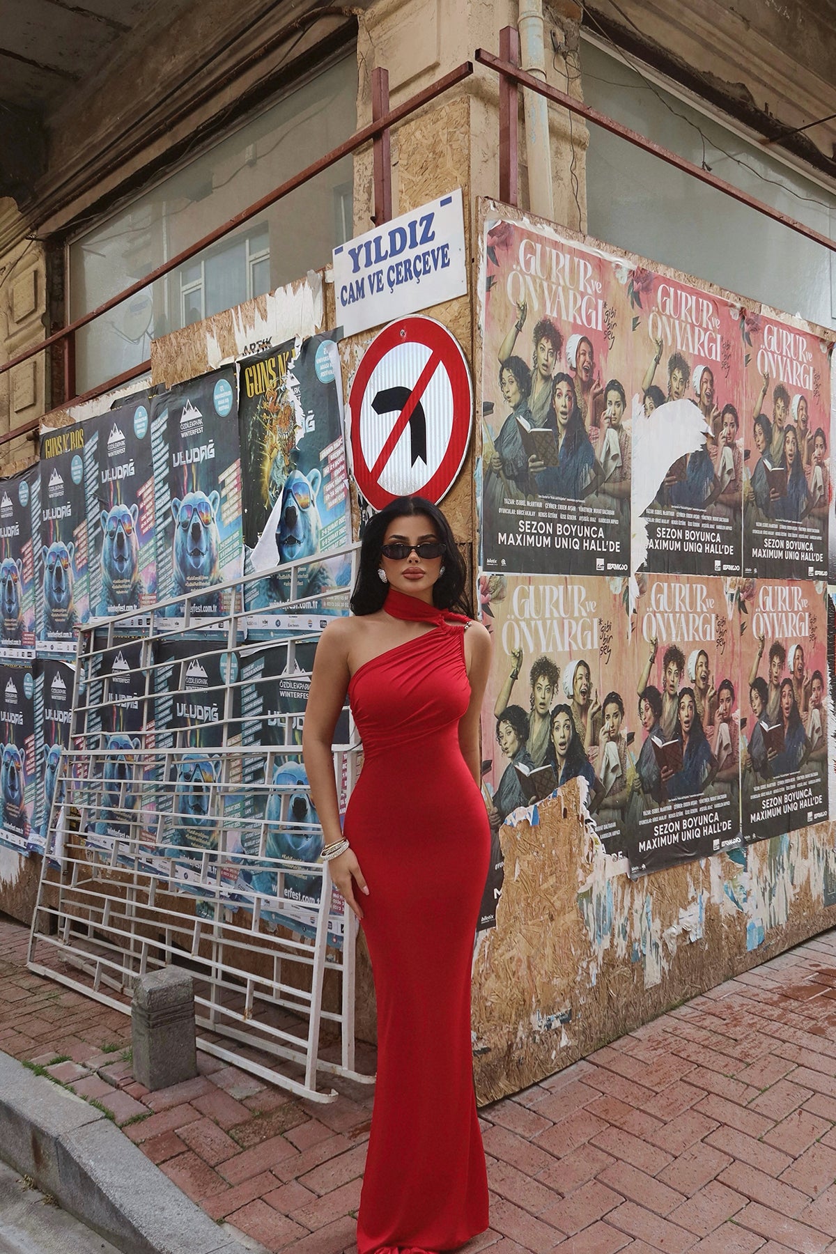 Kırmızı Marcia Uzun Elbise ATE-2415