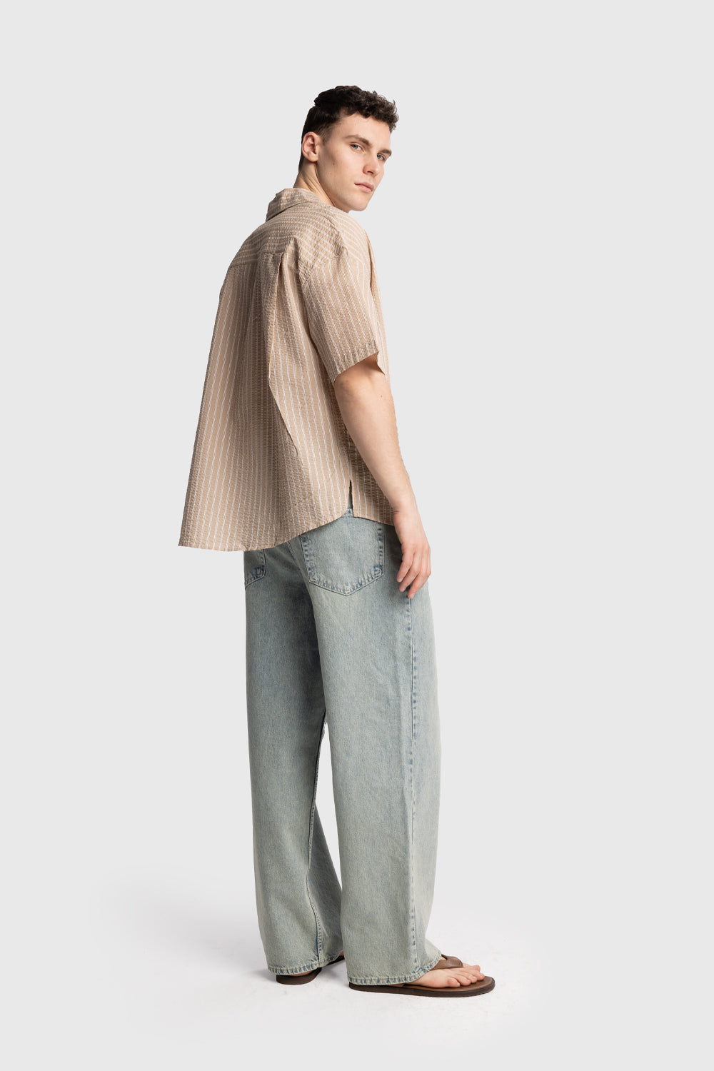 KISA KOLLU GOFRE GÖMLEK - BEJ S