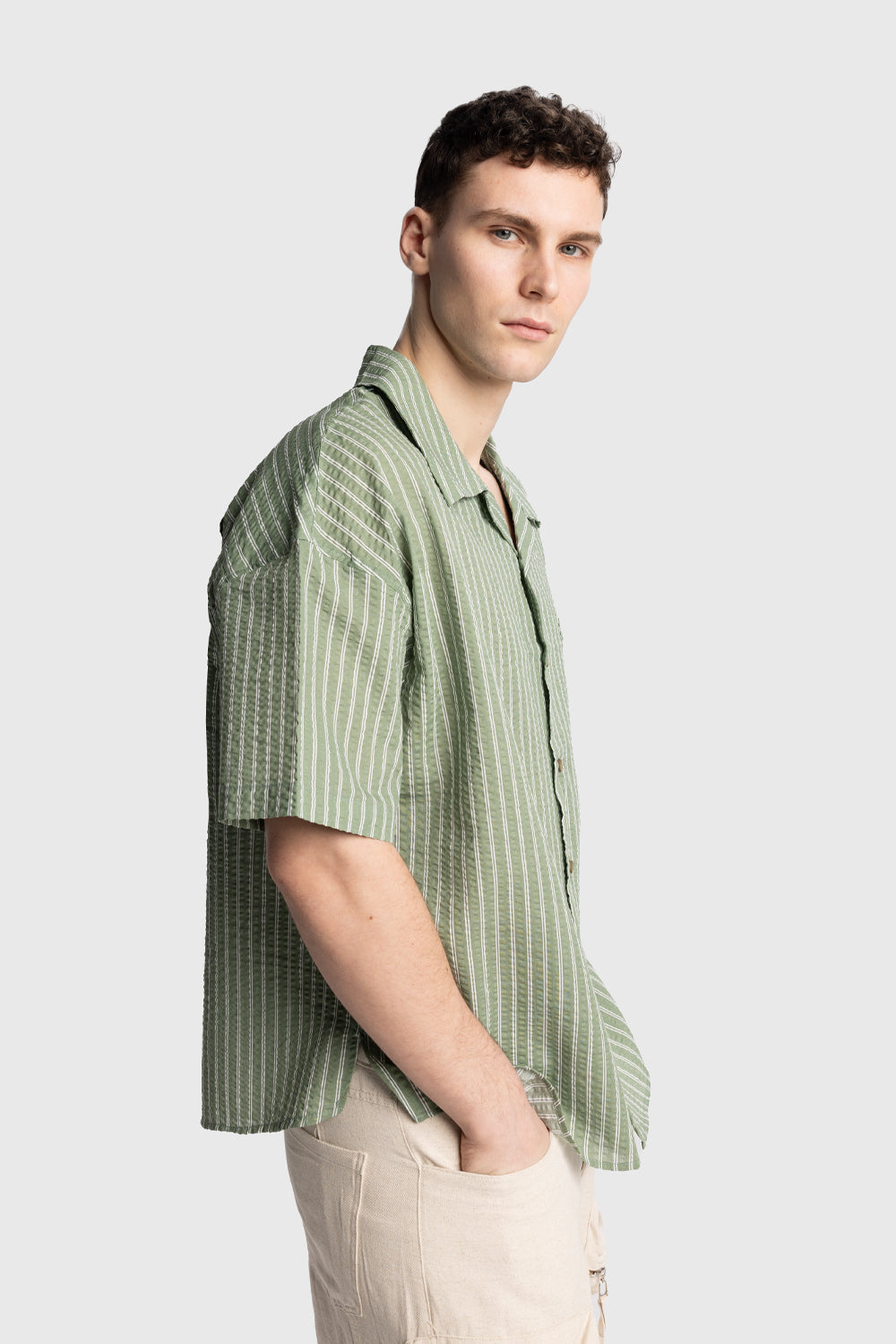 KISA KOLLU GOFRE GÖMLEK - HAKİ S