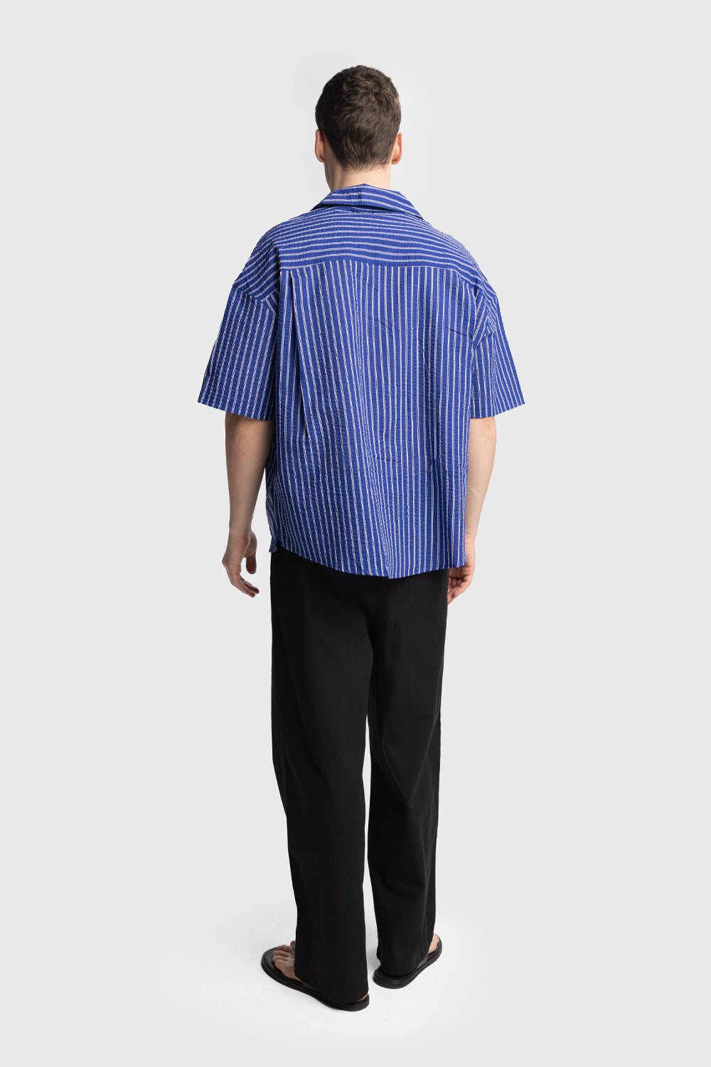 KISA KOLLU GOFRE GÖMLEK - LACİVERT L