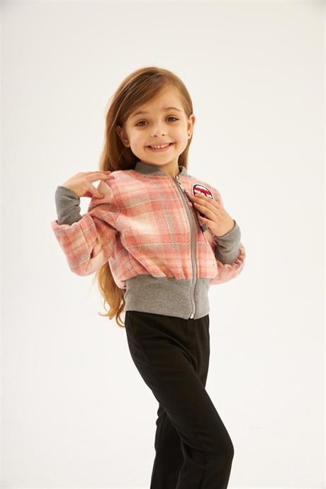 Kız Çocuk 6 Baskılı Astarlı Mont Siyah Ispanyol Paça Pantolon 2'li Takım Pembe 12 Yaş