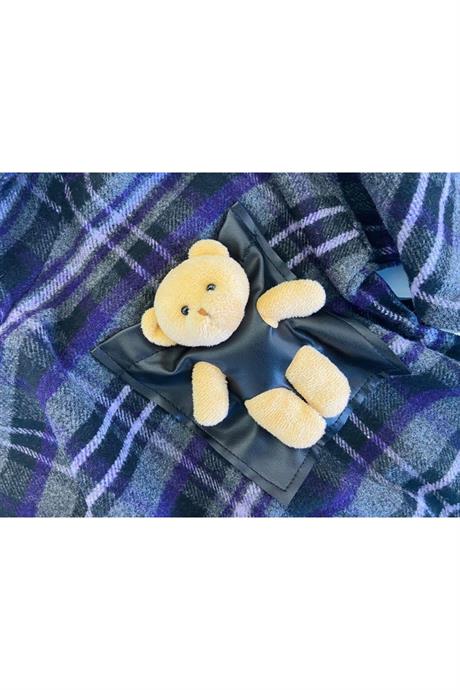 Kız Çocuk Ayıcık Detaylı Ekoseli Sweatshırt Ikili Takım GRİ 8 Yaş