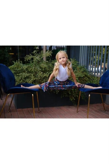 Kız Çocuk Balık Desenli Lacivert Şalvar Pantolon Basıc Tişört Ikili Takım MAVİ 10 Yaş