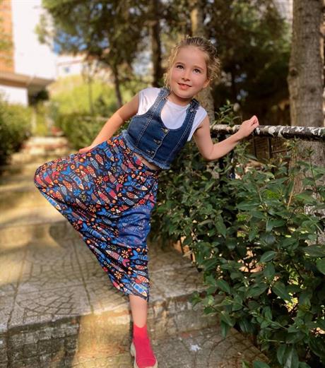 Kız Çocuk Balık Desenli Lacivert Şalvar Pantolon Basıc Tişört Ikili Takım LACİVERT 4 Yaş