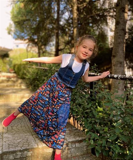 Kız Çocuk Balık Desenli Lacivert Şalvar Pantolon Basıc Tişört Ikili Takım LACİVERT 10 Yaş