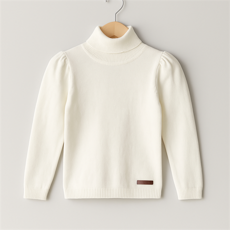 Kız Çocuk Balıkçı Yaka Kazak Beyaz 6 Yaş