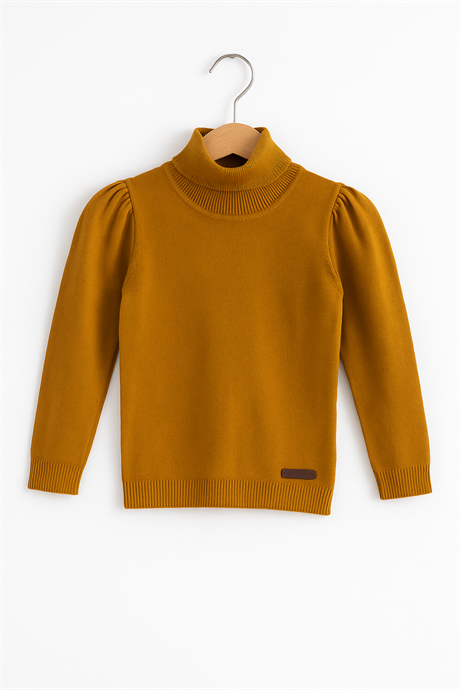 Kız Çocuk Balıkçı Yaka Kazak Hardal 6 Yaş