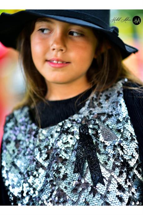 Kız Çocuk Bordo Pul Payet Bolerolu Kadife Abiye Elbise GRİ 6 Yaş