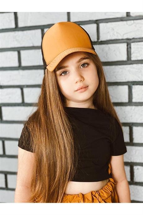 Kız Çocuk Büzgülü Etek Bağcıklı Tişört Şapka Üçlü Takım SARI 6 Yaş