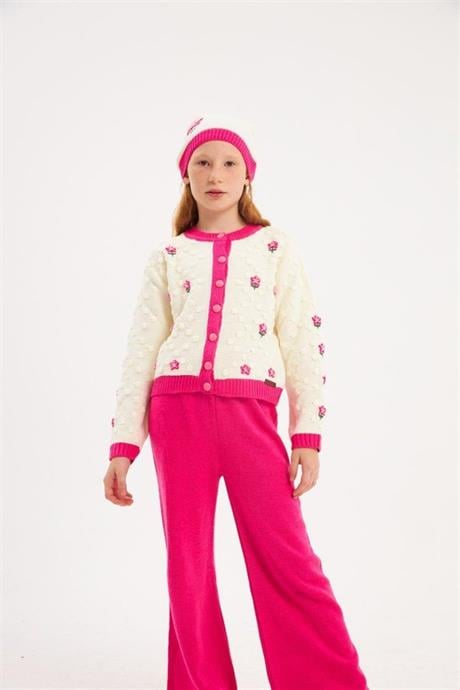 Kız Çocuk Çiçek İşlemeli Takım Pembe 2 Yaş