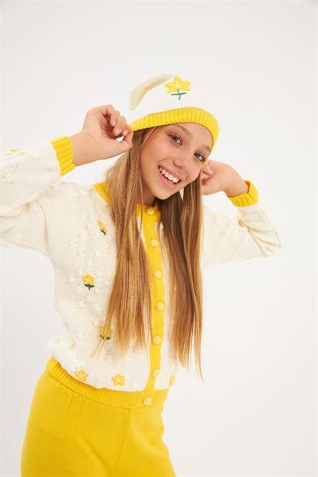 Kız Çocuk Çiçek İşlemeli Takım Sarı 2 YAŞ