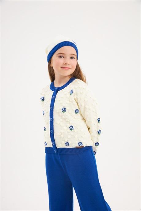 Kız Çocuk Çiçek İşlemeli Takım Saks 6 Yaş