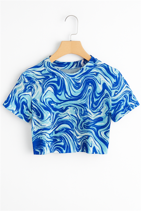 Kız Çocuk Crop Top Mavi 12 Yaş