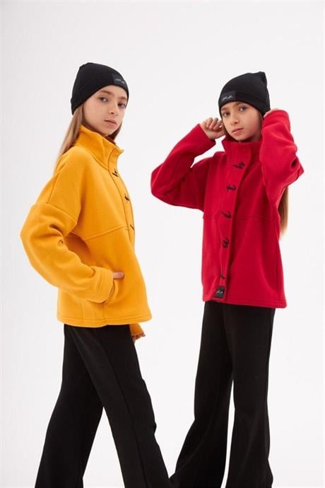 Kız Çocuk Faith Yazılı Üç Iplik Ceket Çelik Interlok Siyah Ispanyol Paça Pantolon Bere 3'lü Takım Kırmızı 14 Yaş