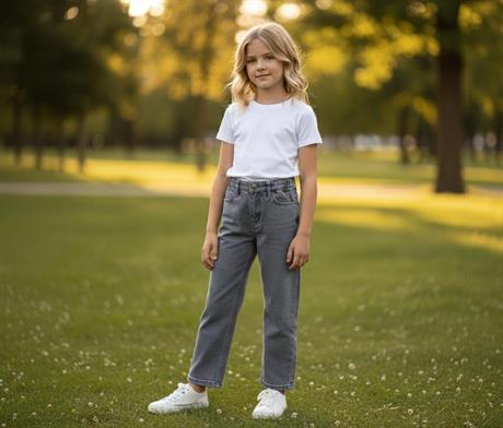 Kız Çocuk Füme Kot Pantolon Gri 12 Yaş