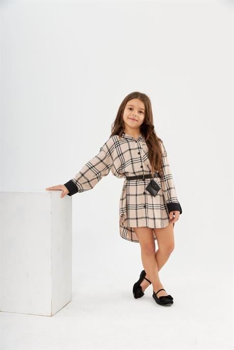 Kız Çocuk Kapüşonlu Çanta Kemerli Elbise Beyaz 10 Yaş