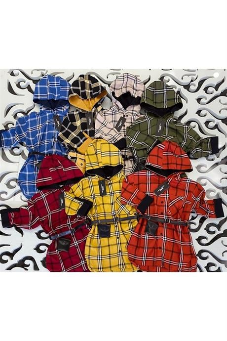 Kız Çocuk Kapüşonlu Çanta Kemerli Elbise Kiremit 8 Yaş