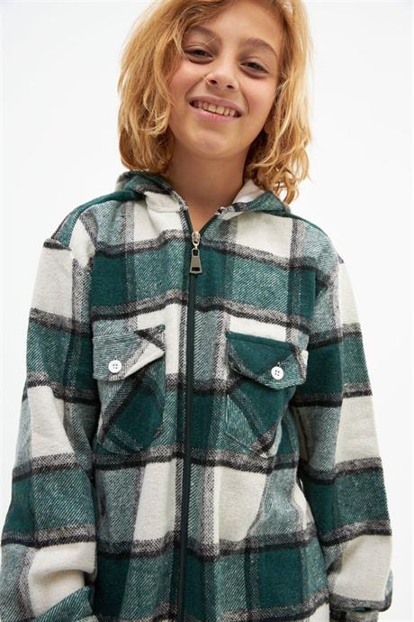 Unisex Oversize Oduncu Kumaş Ceket Yeşil 8 Yaş