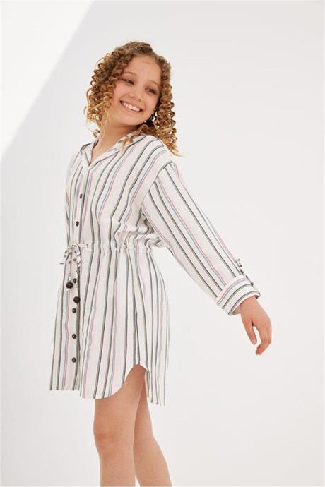 Kız Çocuk Kapüşonlu Simli Gömlek Elbise Pembe 8 Yaş