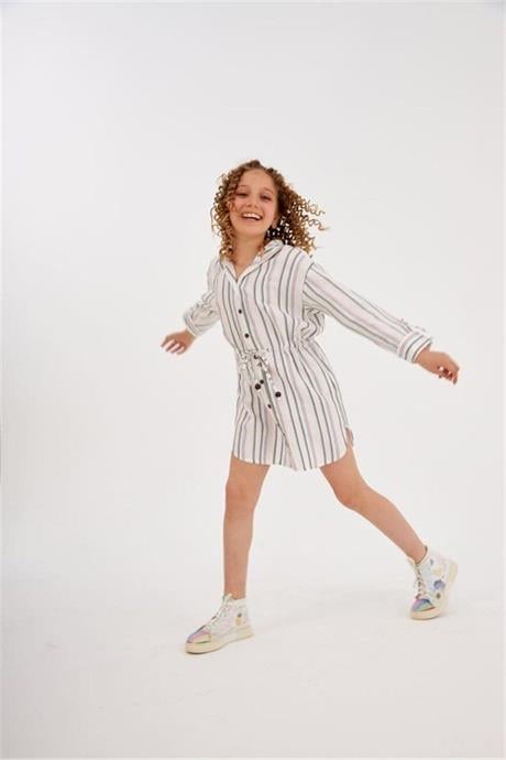 Kız Çocuk Kapüşonlu Simli Gömlek Elbise Pembe 6 Yaş