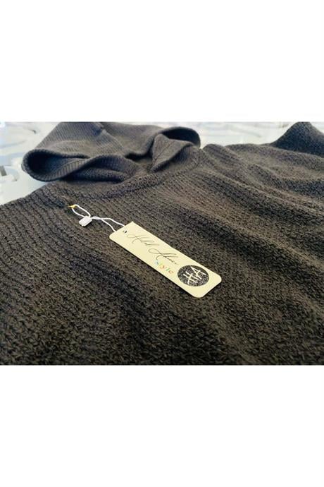 Kız Çocuk Kapüşonlu Triko Sweatshirt Asimetrik Kesim Kot Etek 2'li Takım Siyah 10 Yaş