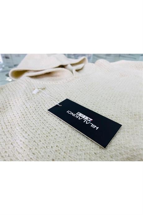 Kız Çocuk Kapüşonlu Triko Sweatshirt Kot Pantolon 2'li Takım Beyaz 6 Yaş