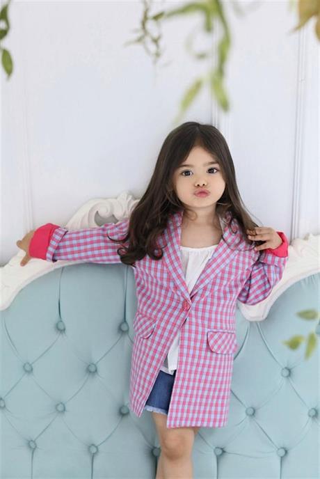 Kız Çocuk Kareli Blazer Ceket Pembe 14 Yaş