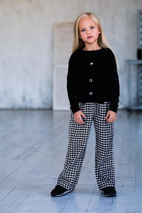 Kız Çocuk Kaşe Yelek Siyah Badi Kazayağı Model Pantolon Üçlü Takım SİYAH 10 Yaş