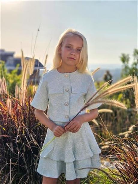 Kız Çocuk Kısa Kollu Cepli Takım Yeşil 10 Yaş