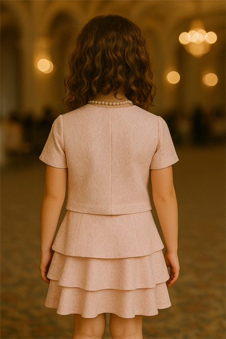 Kız Çocuk Kısa Kollu Cepli Takım Pembe 4 Yaş