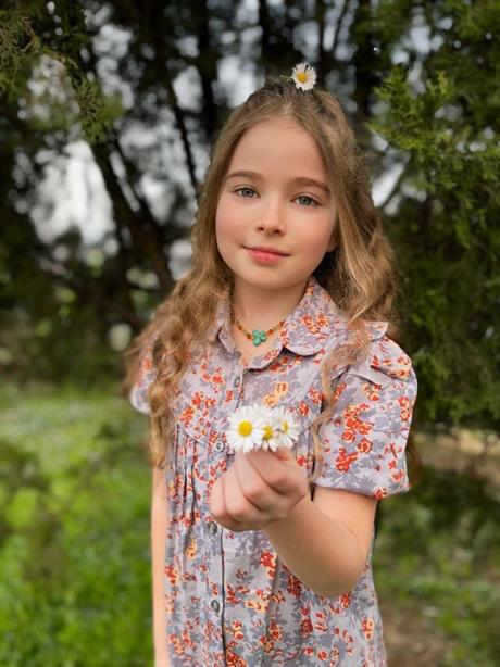 Kız Çocuk Kısa Kollu Çiçek Desenli Gömlek İspanyol Paça Kot Pantolon 2'li Takı Lila 14 Yaş