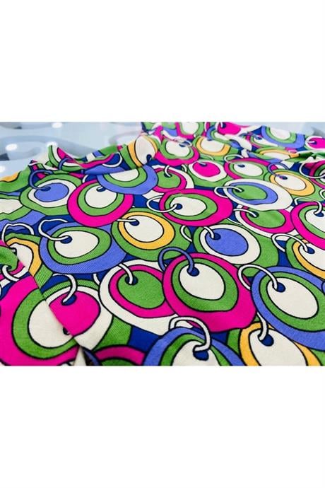 Kız Çocuk Kısa Kollu Desenli Body Geniş Paça Kot Pantolon 2'li Takım Yeşil 10 Yaş