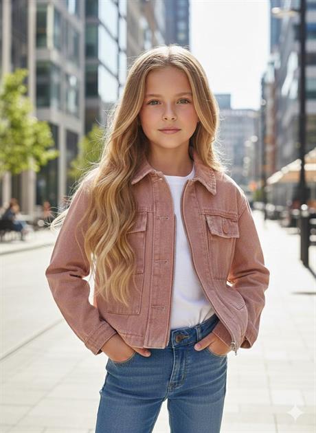 Kız Çocuk Kot Ceket Pembe 6 Yaş