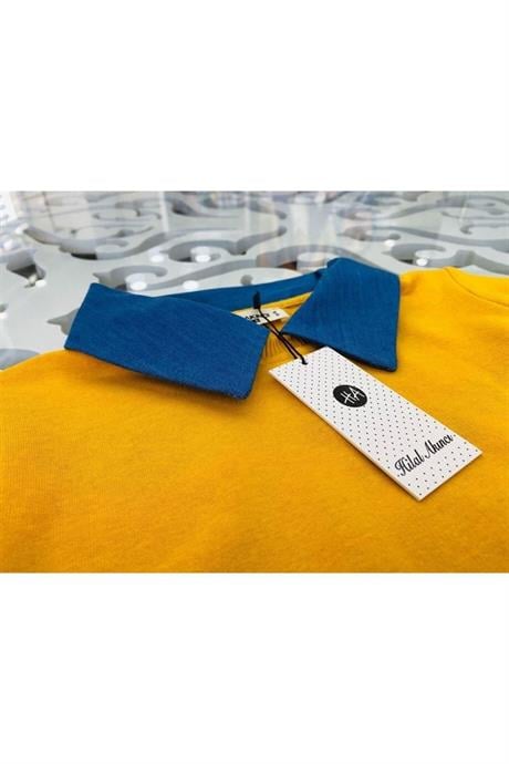 Kız Çocuk Kot Yakalı Şardonlu Sweatshirt Piliseli Kot Etek 2'li Takım Hardal 10 Yaş