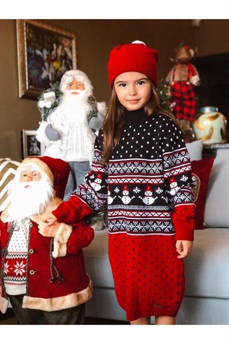 Kız Çocuk Lacivert 3lü Set Yılbaşı Kardan Adam Model Takım LACİVERT 12 Yaş