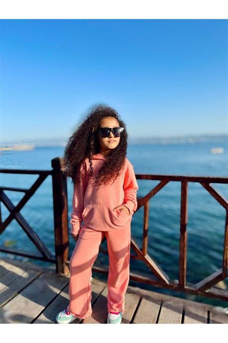Kız Çocuk Oversize 3 Iplik Ikili Eşofman Takım Somon 14 Yaş