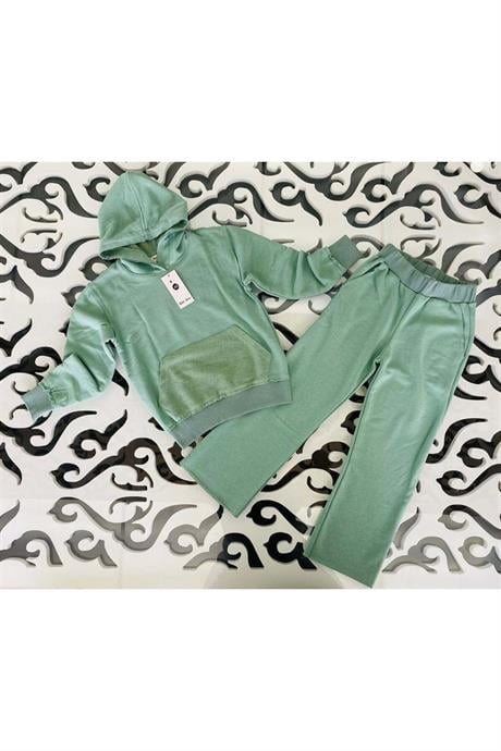 Kız Çocuk Oversize 3 Iplik Ikili Eşofman Takım Yeşil 6 Yaş