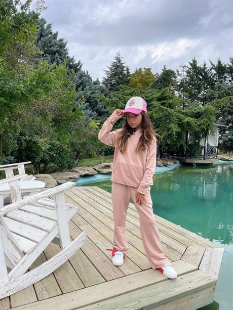 Kız Çocuk Oversize 3 Iplik Ikili Eşofman Takım Krem 4 Yaş