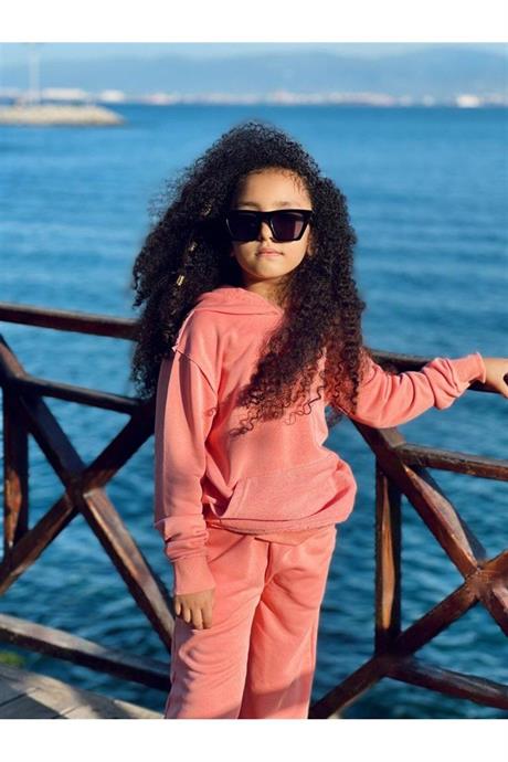 Kız Çocuk Oversize 3 Iplik Ikili Eşofman Takım Somon 12 Yaş