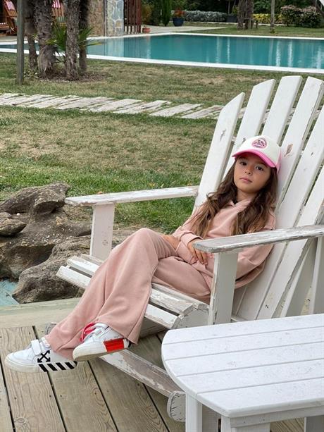 Kız Çocuk Oversize 3 Iplik Ikili Eşofman Takım Krem 8 Yaş