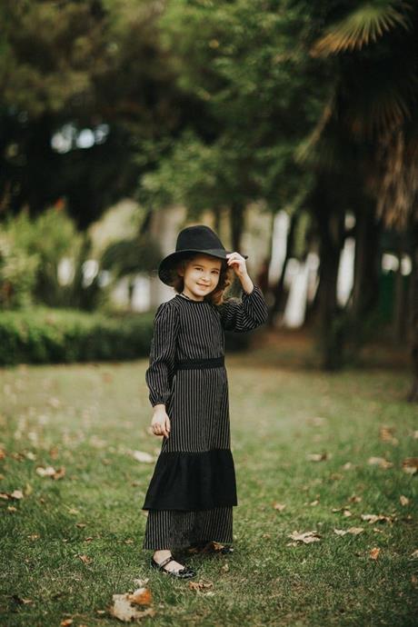 Kız Çocuk Pamuk Viskon Uzun Elbise SİYAH 14 Yaş