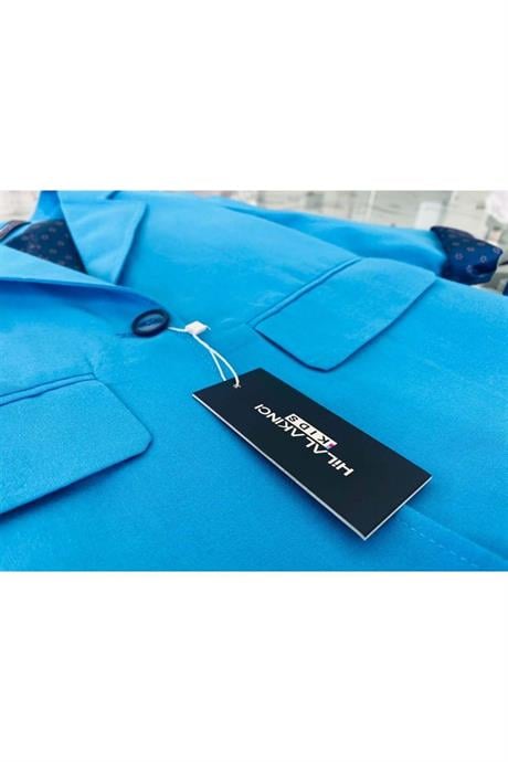 Kız Çocuk Renkli Blazer Ceket Mavi 6 Yaş
