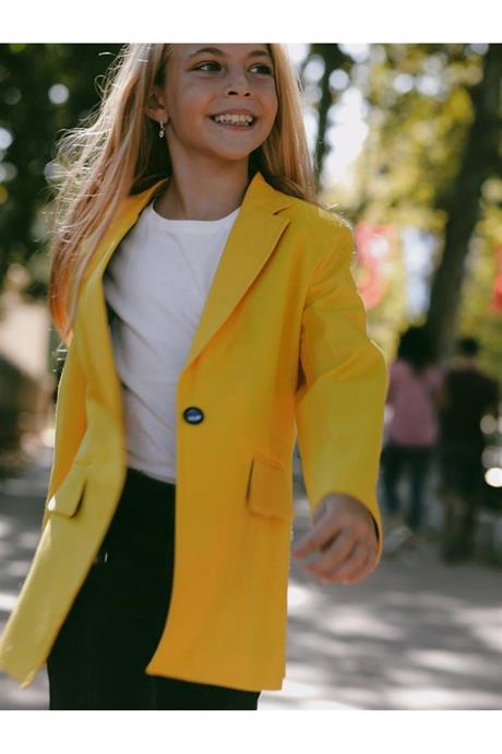 Kız Çocuk Renkli Blazer Ceket Sarı 8 Yaş