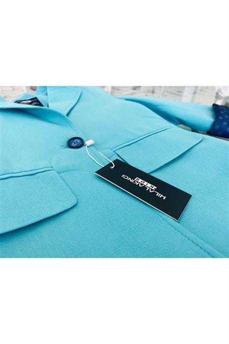 Kız Çocuk Renkli Blazer Ceket Turkuaz 10 Yaş